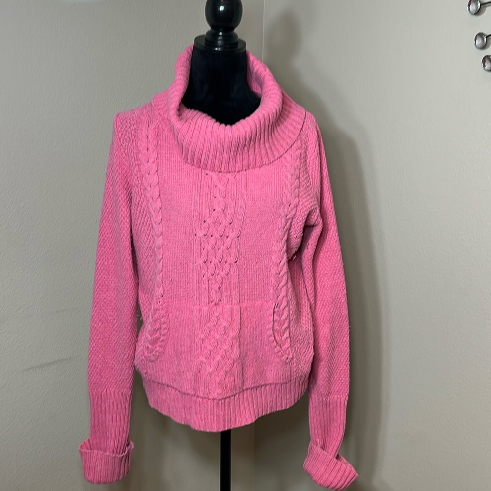 Stylish pink cowl neck sweater